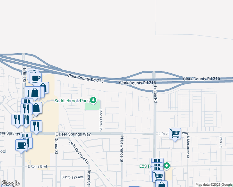 map of restaurants, bars, coffee shops, grocery stores, and more near 1819 Wild Grain Avenue in North Las Vegas