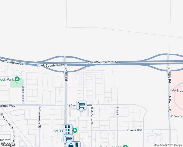 map of restaurants, bars, coffee shops, grocery stores, and more near Bruce Woodbury Beltway in North Las Vegas