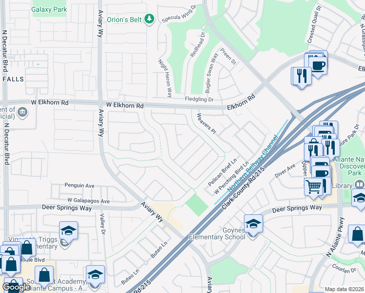 map of restaurants, bars, coffee shops, grocery stores, and more near 3728 Granada Gorge Lane in North Las Vegas