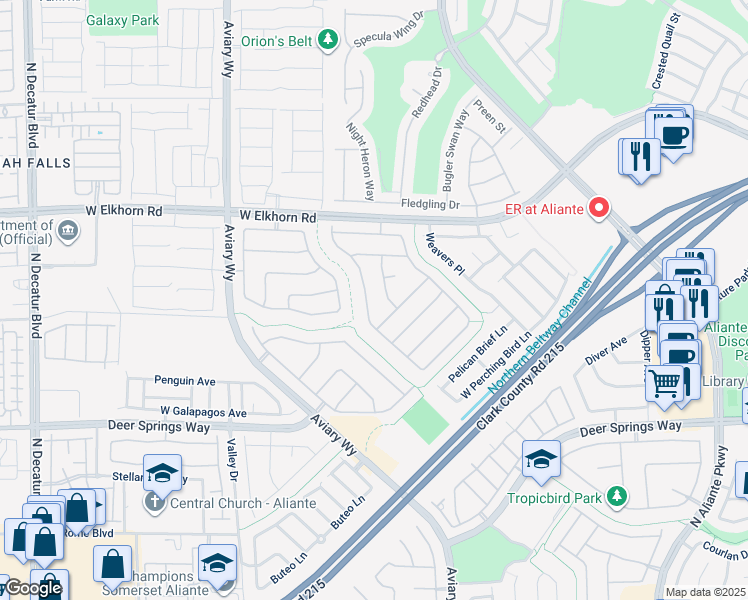map of restaurants, bars, coffee shops, grocery stores, and more near 7020 Puetollano Drive in North Las Vegas