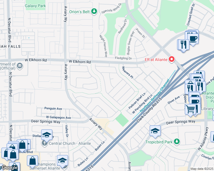 map of restaurants, bars, coffee shops, grocery stores, and more near 7020 Puetollano Drive in North Las Vegas