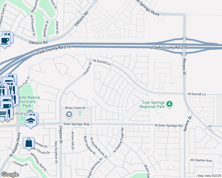 map of restaurants, bars, coffee shops, grocery stores, and more near 6955 Noah Raven Street in North Las Vegas
