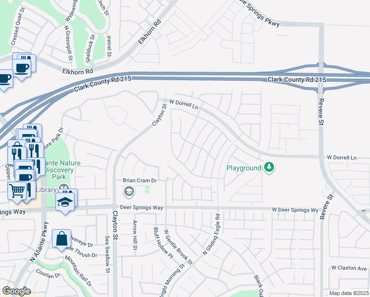 map of restaurants, bars, coffee shops, grocery stores, and more near 6948 Judith River St in North Las Vegas