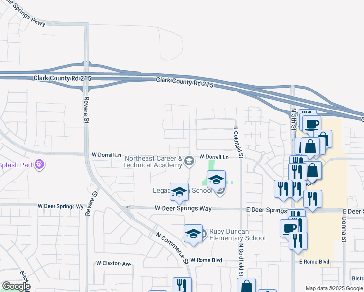 map of restaurants, bars, coffee shops, grocery stores, and more near 348 Great Ocean Avenue in North Las Vegas