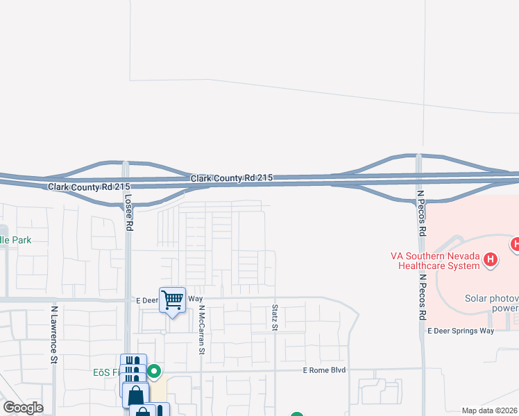 map of restaurants, bars, coffee shops, grocery stores, and more near Bruce Woodbury Beltway in North Las Vegas