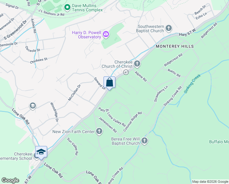 map of restaurants, bars, coffee shops, grocery stores, and more near 7 Cherokee Ridge Court in Johnson City