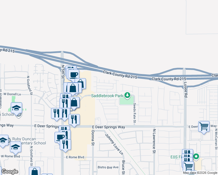 map of restaurants, bars, coffee shops, grocery stores, and more near 1110 Belton Lake Avenue in North Las Vegas