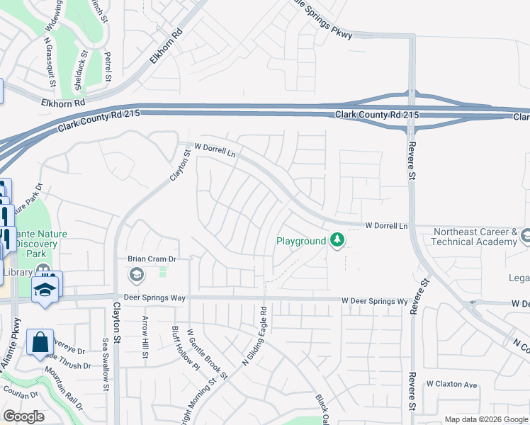 map of restaurants, bars, coffee shops, grocery stores, and more near 7010 Fossil Rim Street in North Las Vegas