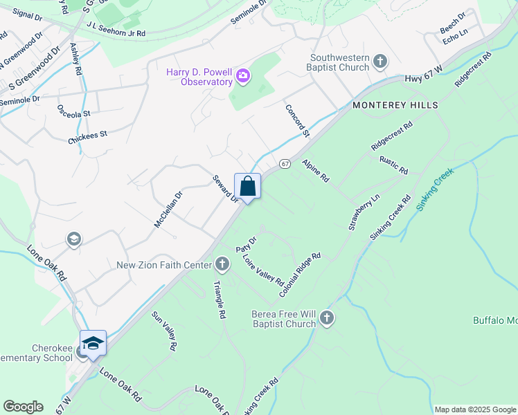 map of restaurants, bars, coffee shops, grocery stores, and more near 7 Cherokee Ridge Court in Johnson City