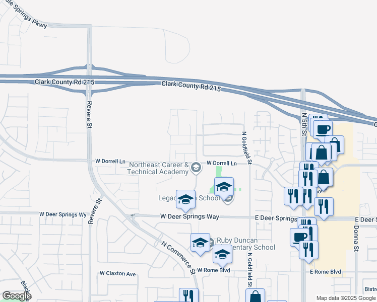 map of restaurants, bars, coffee shops, grocery stores, and more near 348 Great Ocean Avenue in North Las Vegas