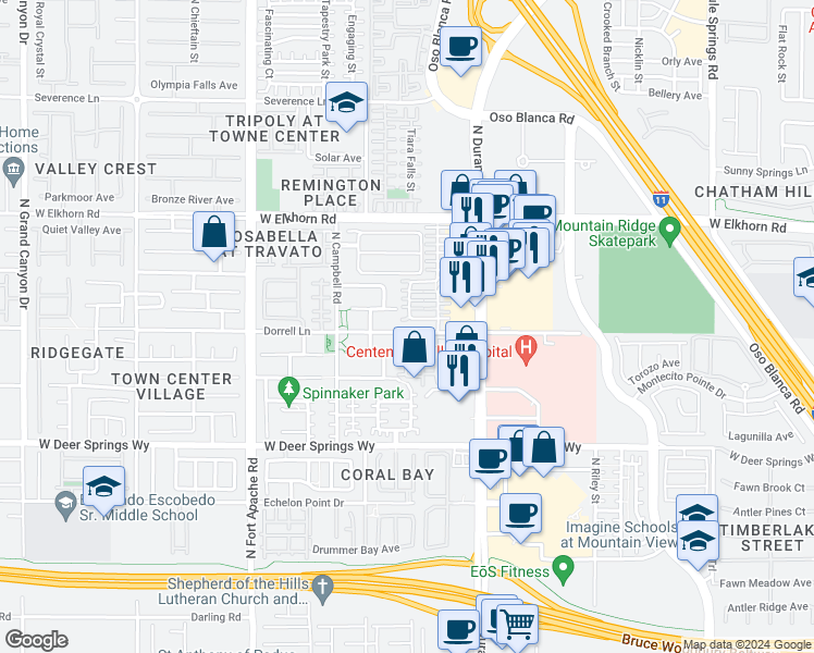 map of restaurants, bars, coffee shops, grocery stores, and more near 8960 Dorrell Lane in Las Vegas