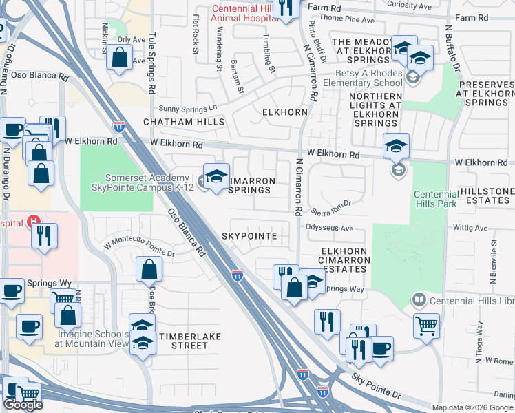 map of restaurants, bars, coffee shops, grocery stores, and more near 8057 Hesperides Avenue in Las Vegas