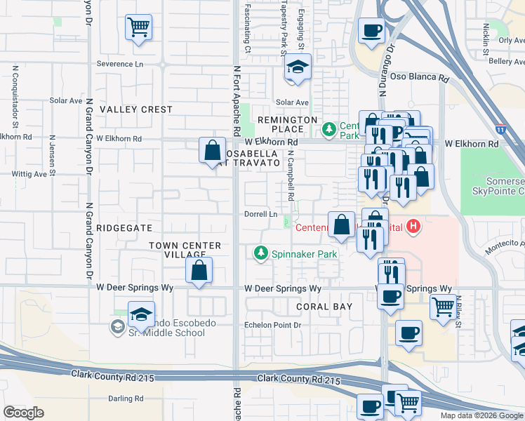 map of restaurants, bars, coffee shops, grocery stores, and more near 9153 Dorrell Lane in Las Vegas