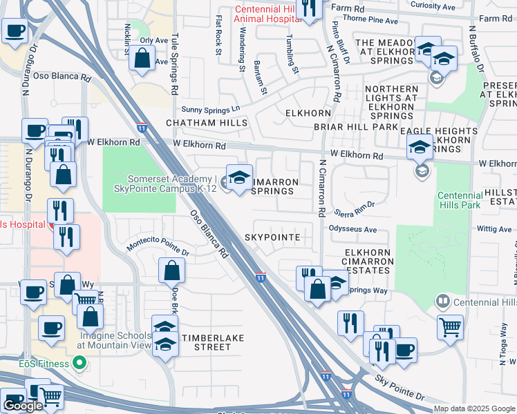 map of restaurants, bars, coffee shops, grocery stores, and more near 8124 Hesperides Avenue in Las Vegas