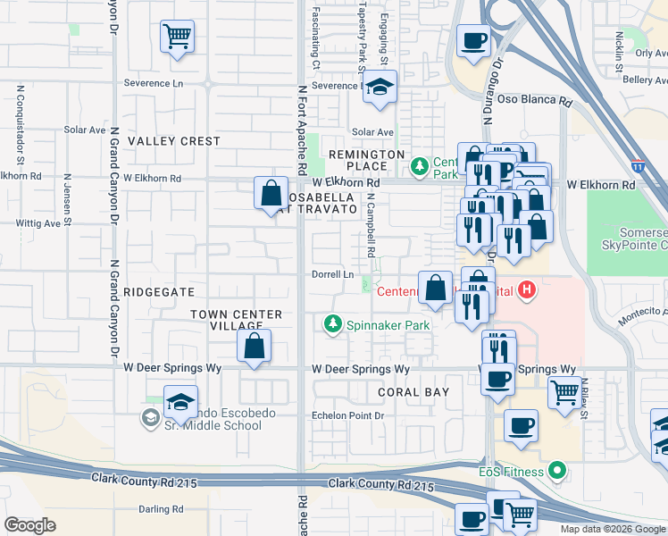 map of restaurants, bars, coffee shops, grocery stores, and more near 9125 Goose Lake Way in Las Vegas