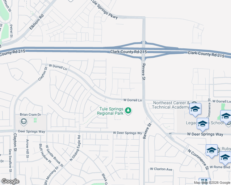 map of restaurants, bars, coffee shops, grocery stores, and more near West Dorrell Lane in North Las Vegas