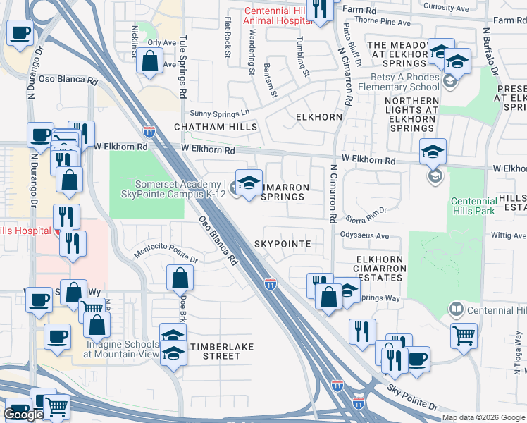 map of restaurants, bars, coffee shops, grocery stores, and more near 8132 Hesperides Avenue in Las Vegas