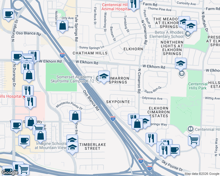 map of restaurants, bars, coffee shops, grocery stores, and more near 8132 Hesperides Avenue in Las Vegas