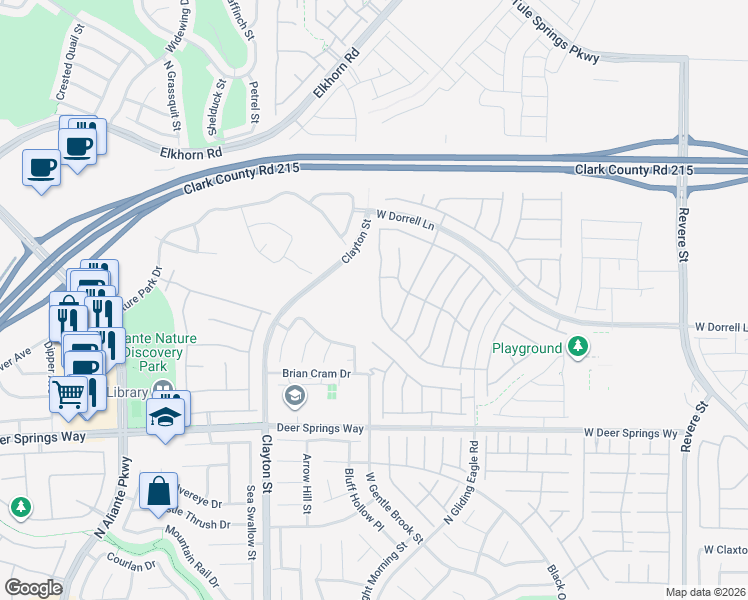 map of restaurants, bars, coffee shops, grocery stores, and more near 7031 Calvert Cliffs Street in North Las Vegas