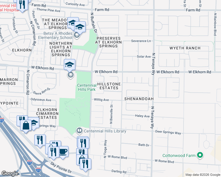 map of restaurants, bars, coffee shops, grocery stores, and more near 7416 Michelle Avenue in Las Vegas