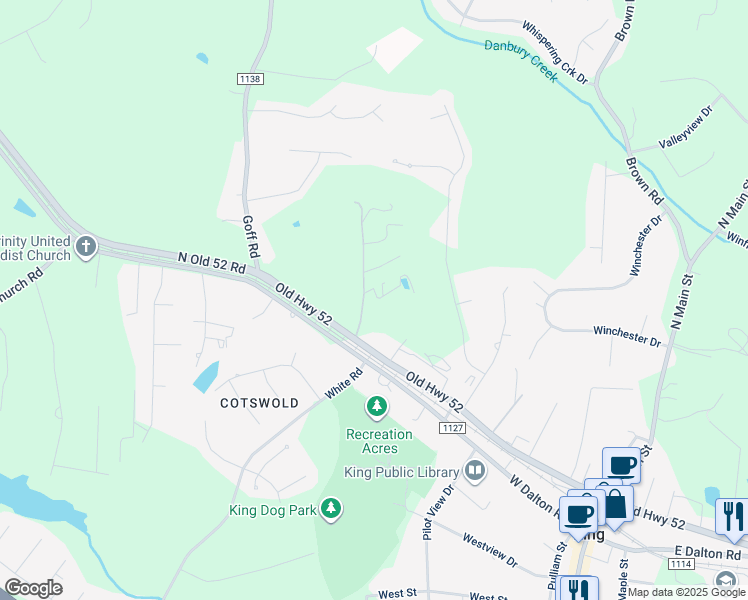 map of restaurants, bars, coffee shops, grocery stores, and more near 112 Star View Drive in King