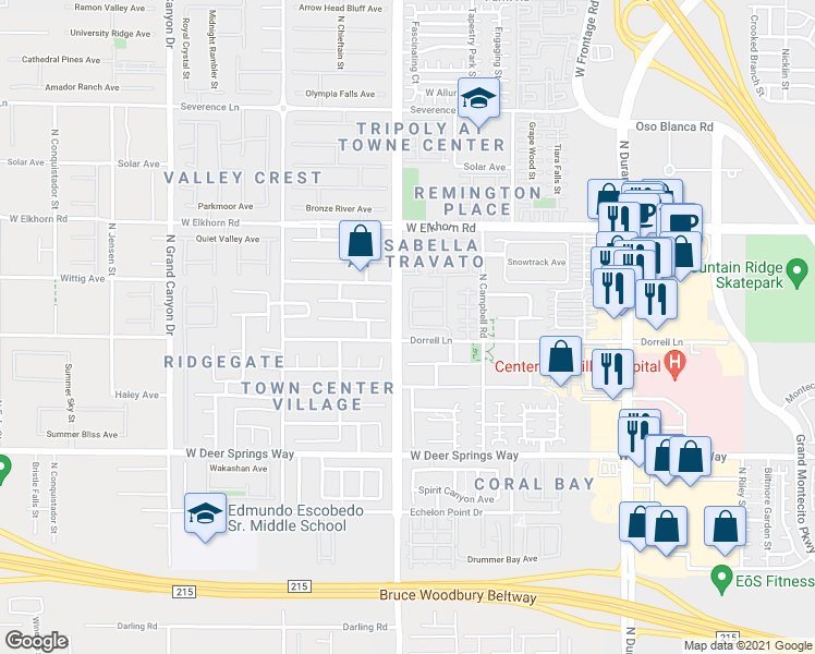 map of restaurants, bars, coffee shops, grocery stores, and more near 7017 Knob Creek Street in Las Vegas