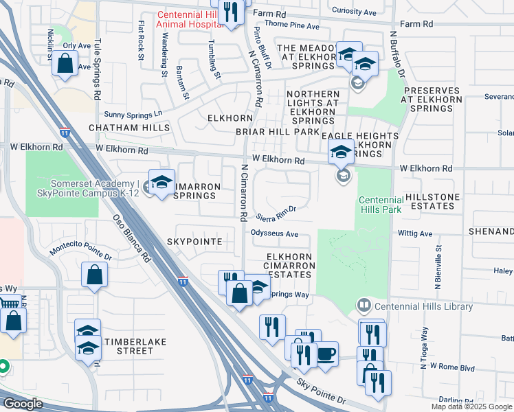 map of restaurants, bars, coffee shops, grocery stores, and more near 7008 Feather Pine Street in Las Vegas