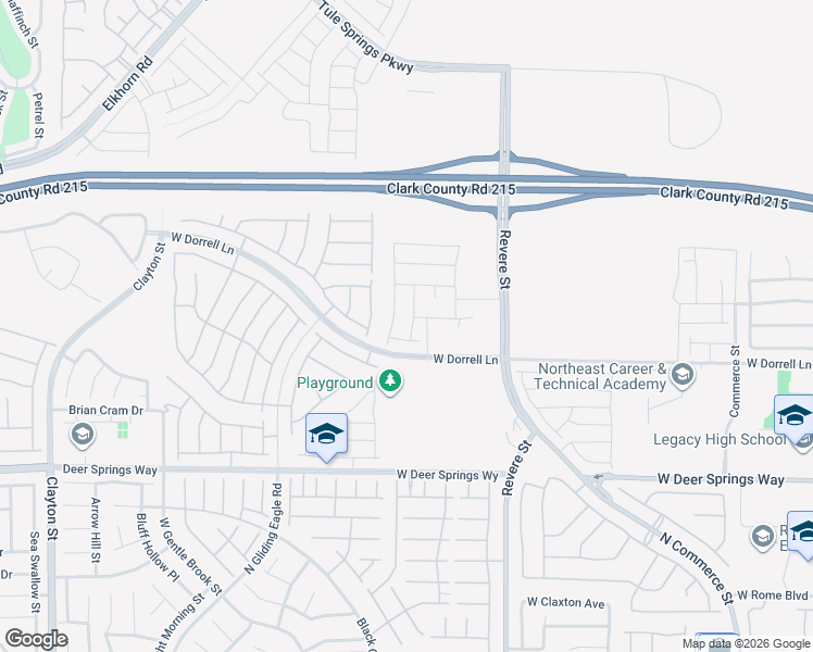 map of restaurants, bars, coffee shops, grocery stores, and more near 7037 Tilligerry Street in North Las Vegas