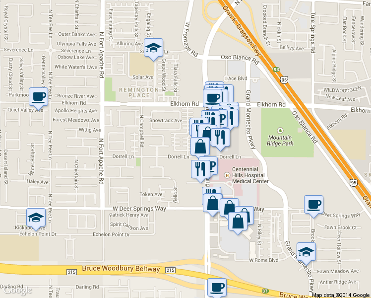 map of restaurants, bars, coffee shops, grocery stores, and more near 8940 Dorrell Lane in Las Vegas