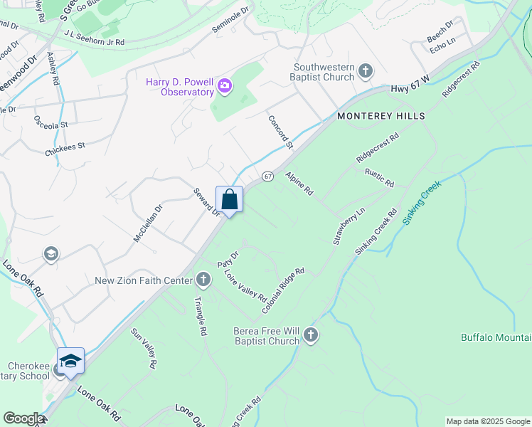 map of restaurants, bars, coffee shops, grocery stores, and more near 28 Cherokee Ridge Court in Johnson City