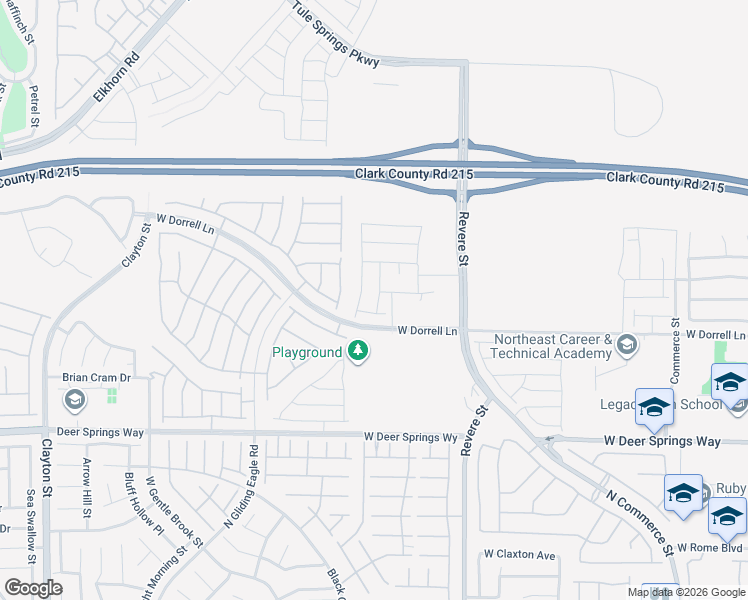 map of restaurants, bars, coffee shops, grocery stores, and more near 7037 Tilligerry Street in North Las Vegas