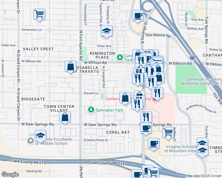 map of restaurants, bars, coffee shops, grocery stores, and more near in Las Vegas