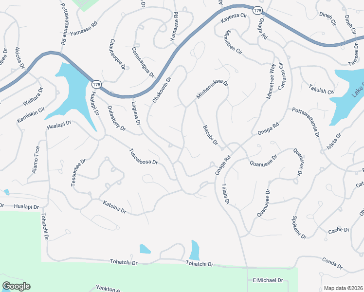map of restaurants, bars, coffee shops, grocery stores, and more near 12 Chakowin Drive in Cherokee Village