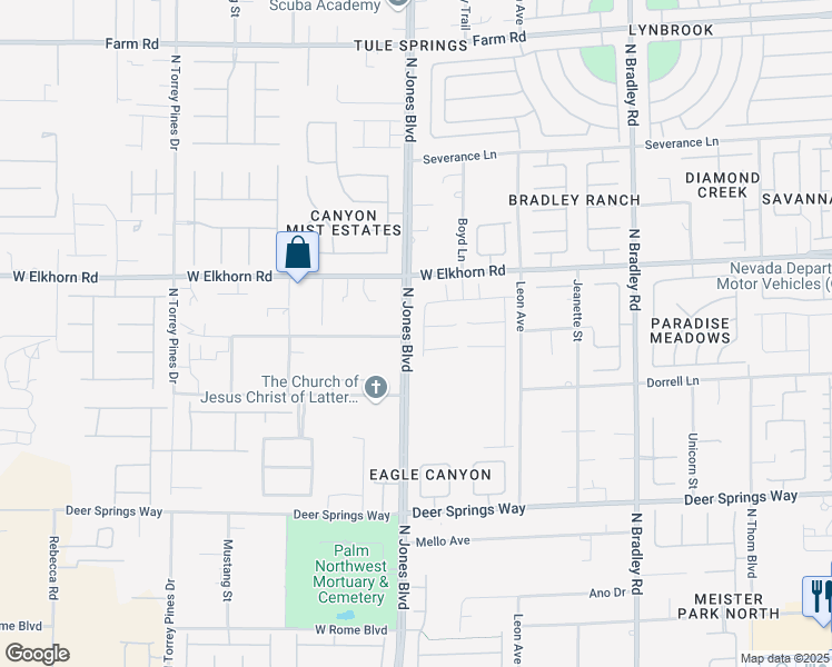 map of restaurants, bars, coffee shops, grocery stores, and more near 7121 Serene Creek Street in Las Vegas