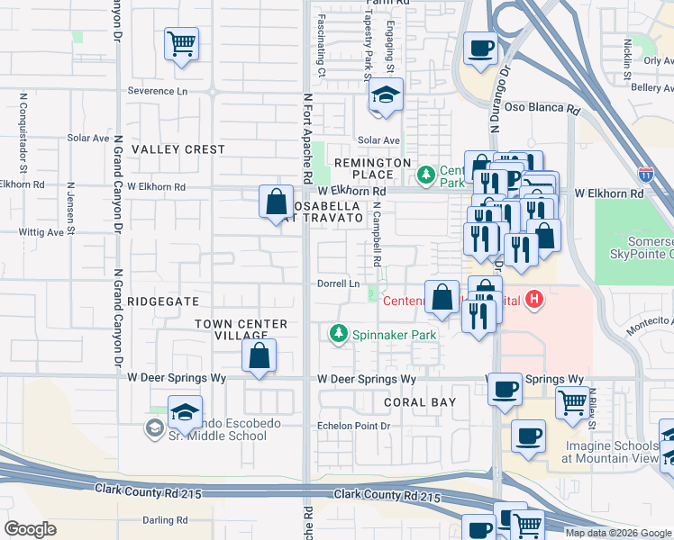 map of restaurants, bars, coffee shops, grocery stores, and more near 9132 Goose Lake Way in Las Vegas