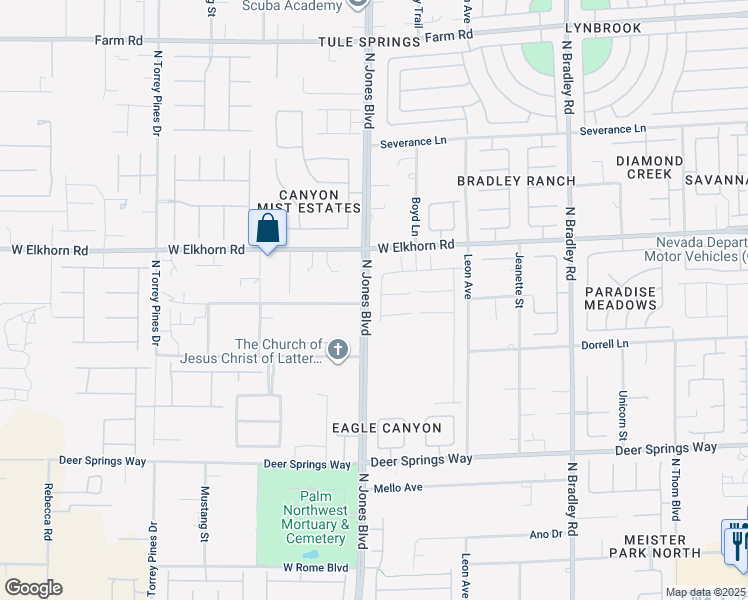 map of restaurants, bars, coffee shops, grocery stores, and more near 7121 Serene Creek Street in Las Vegas