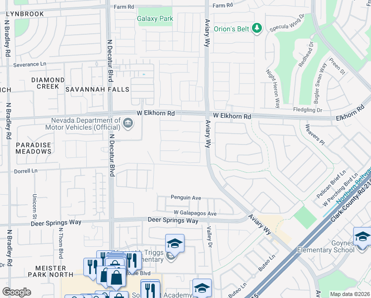 map of restaurants, bars, coffee shops, grocery stores, and more near 7113 Bluebird Wing Street in North Las Vegas