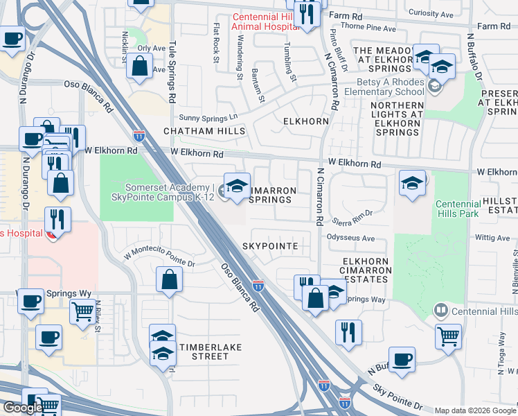 map of restaurants, bars, coffee shops, grocery stores, and more near 8125 Boxberry Avenue in Las Vegas