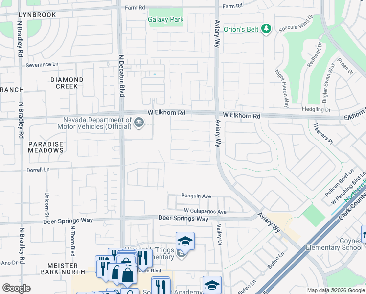 map of restaurants, bars, coffee shops, grocery stores, and more near Elkhorn Road in North Las Vegas