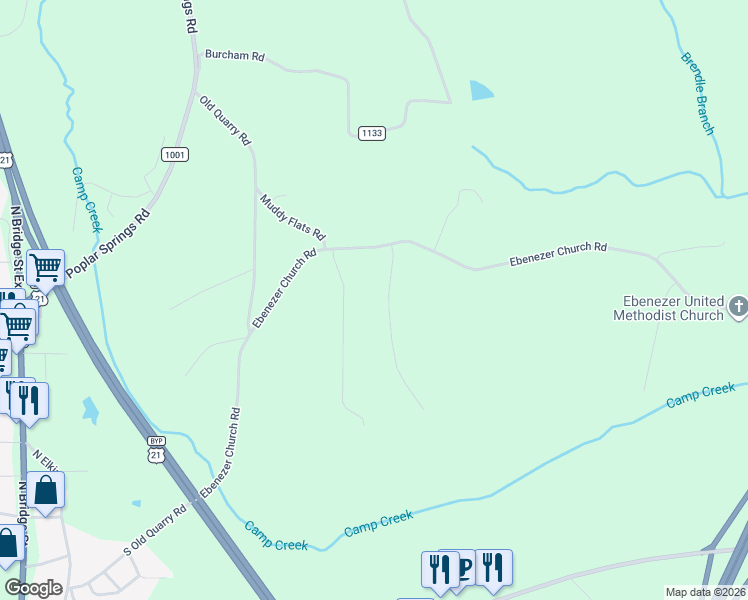 map of restaurants, bars, coffee shops, grocery stores, and more near 134 Guyer Road in State Road