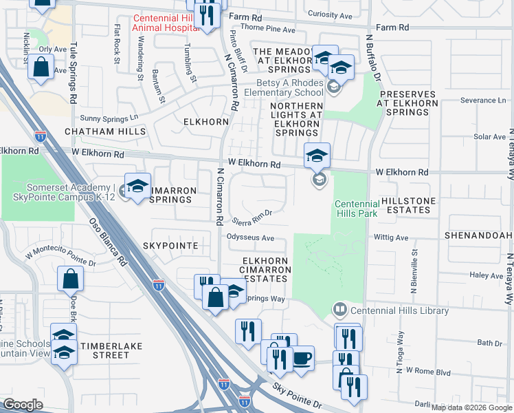 map of restaurants, bars, coffee shops, grocery stores, and more near 7909 High Stream Avenue in Las Vegas