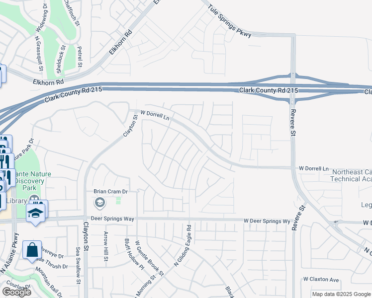 map of restaurants, bars, coffee shops, grocery stores, and more near 7037 Fossil Rim Street in North Las Vegas