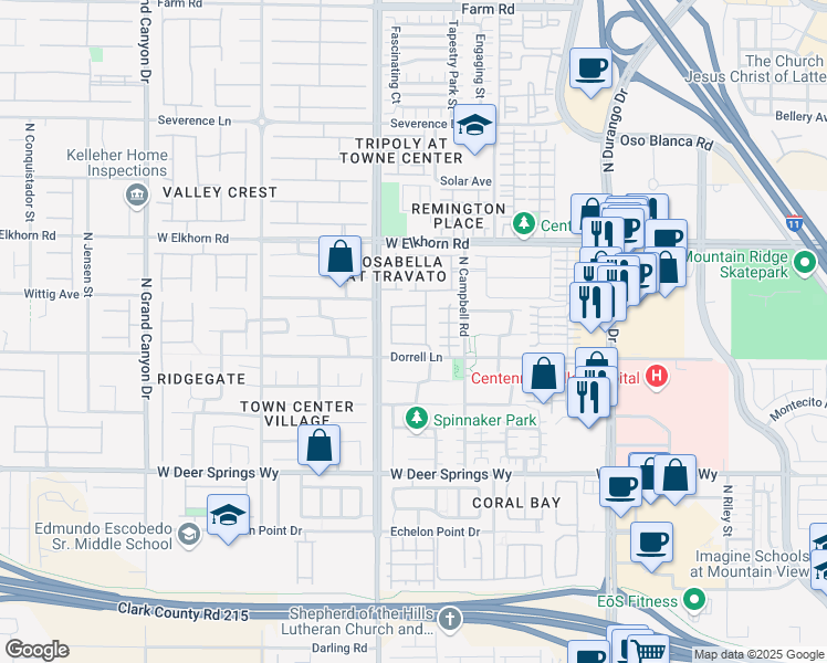 map of restaurants, bars, coffee shops, grocery stores, and more near 9133 Forest Wellow Avenue in Las Vegas