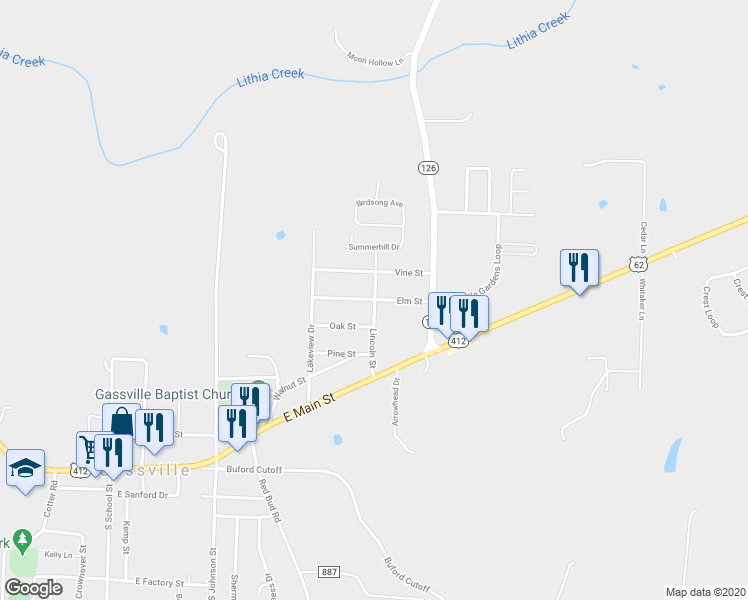 map of restaurants, bars, coffee shops, grocery stores, and more near 699 Elm Street in Gassville