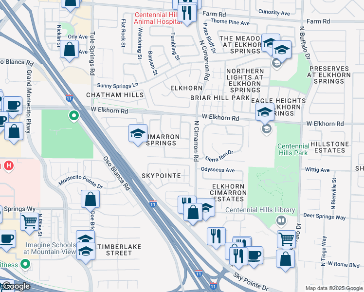 map of restaurants, bars, coffee shops, grocery stores, and more near 8012 Panpipe Court in Las Vegas