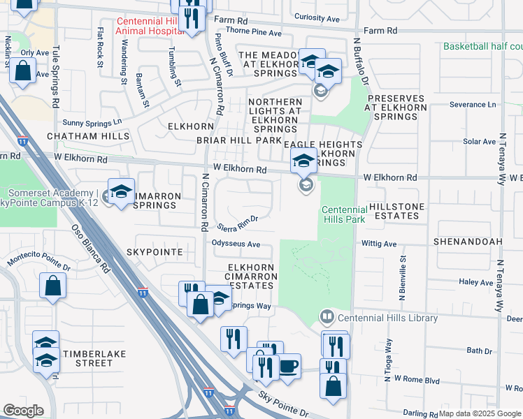 map of restaurants, bars, coffee shops, grocery stores, and more near 7809 Faith Court in Las Vegas
