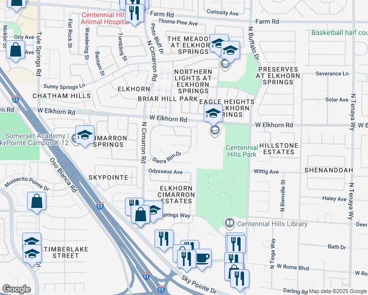 map of restaurants, bars, coffee shops, grocery stores, and more near 7809 Faith Court in Las Vegas