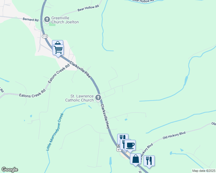 map of restaurants, bars, coffee shops, grocery stores, and more near 3544 Saint Lawrence Road in Nashville