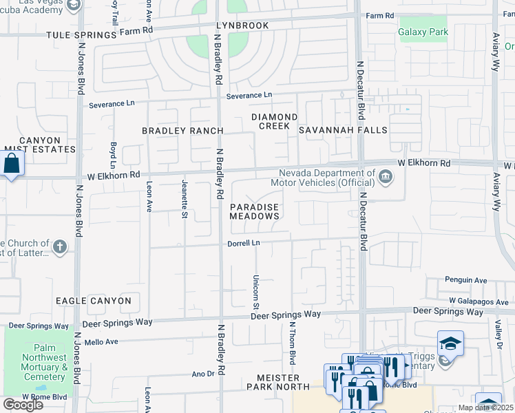 map of restaurants, bars, coffee shops, grocery stores, and more near in Las Vegas