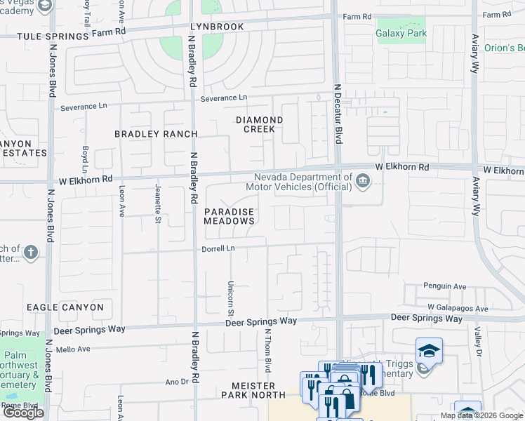 map of restaurants, bars, coffee shops, grocery stores, and more near 7132 Wild Wave Drive in Las Vegas